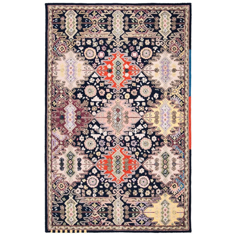 Bellagio 5 ft. x 8 ft. Navy/Sage Diamond Border Area Rug price history on PriceWatchPro