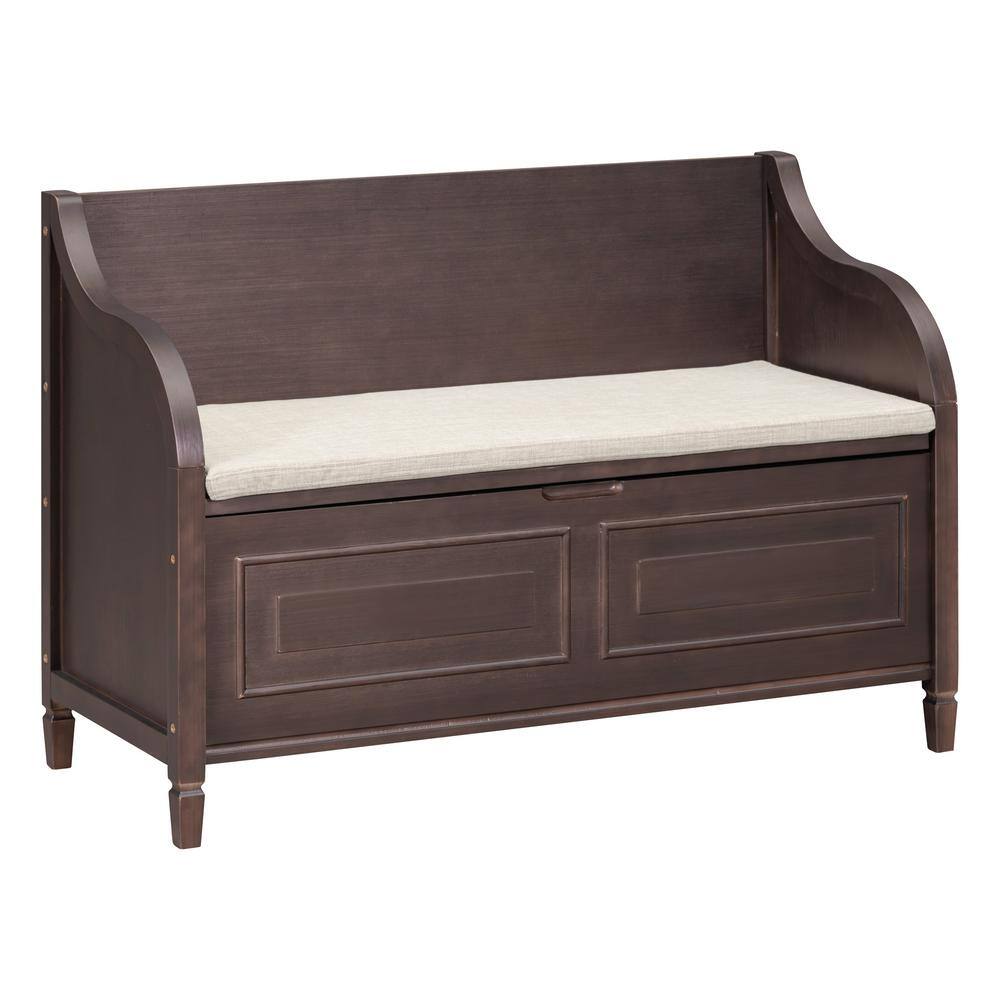 Harper & Bright Designs Espresso Dining Bench Back with Hidden Storage ...