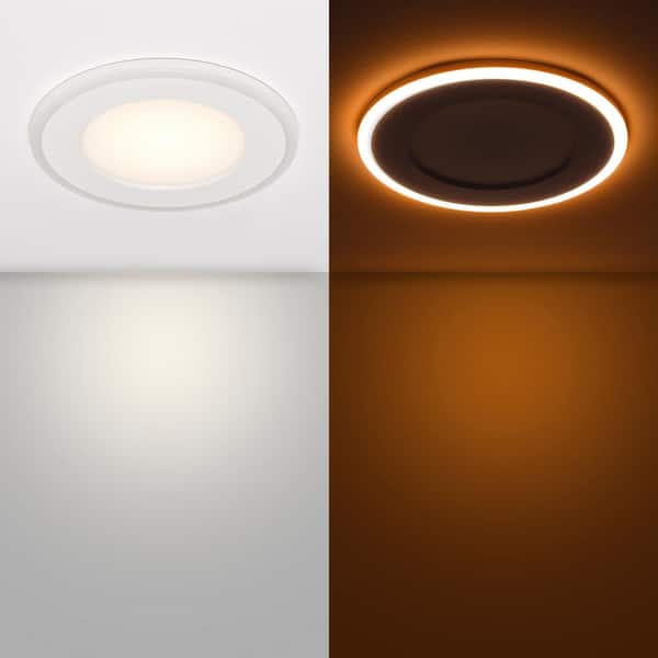 Maxxima 5 in. 6 in. Retrofit Recessed LED Downlight w Night Light 1200 Lumens 11 Watts 5 CCT 2700K 3000K 3500K 4000K 5000K Dimmable