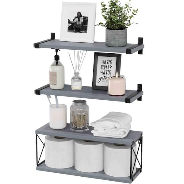 Unbranded 16.5 in. W x 6 in. D Wood Floating Decorative Wall Shelf Set of 4