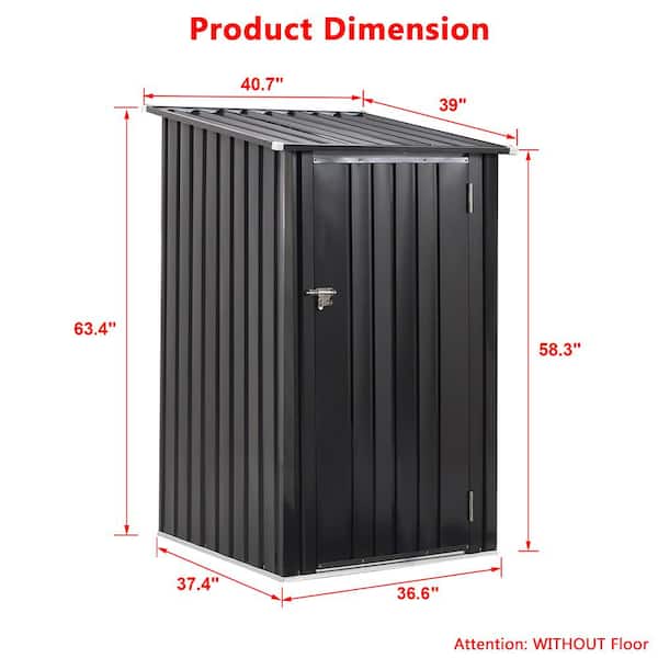 BTMWAY 40.7 in. W x 39 in. D x 63.4 in. H Steel Trash Can