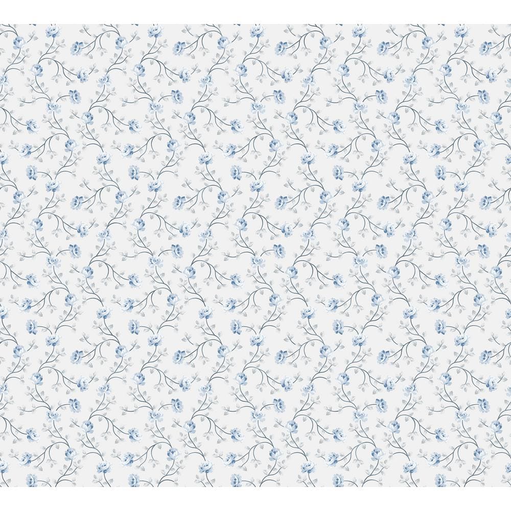 Spring Blossom Collection Petite Floral Vine White/Blue Matte Finish Non-Pa