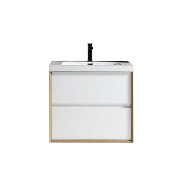Moreno Bath Kingdee 23.4 in. W x 19.6 in. D x 23.6 in. H Bath Vanity in Glossy White with White Acrylic Top