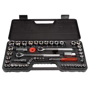 SAE and Metric Socket Set with Carry Case (52-Piece)