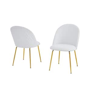 Kerk White Leather Chairs Set of 2.