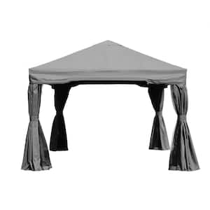 12 ft. x 12 ft. Gray Aluminum Frame Outdoor Patio Soft Top Gazebo Party Event Canopy Tent w/Curtain and Mosquito Net