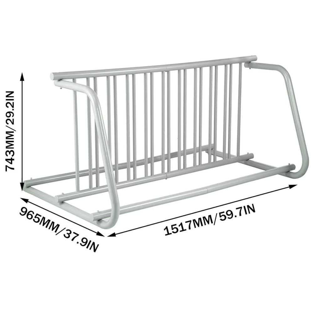 59-Inch Dual-Side All-Steel Gray Bike Rack for 10 Bikes