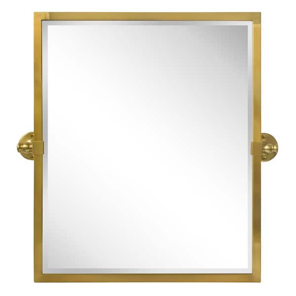 TEHOME Blakley 20 in. W x 24 in. H Rectangular Stainless Steel Framed Pivot Wall Mounted Bathroom Vanity Mirror in Brushed Gold