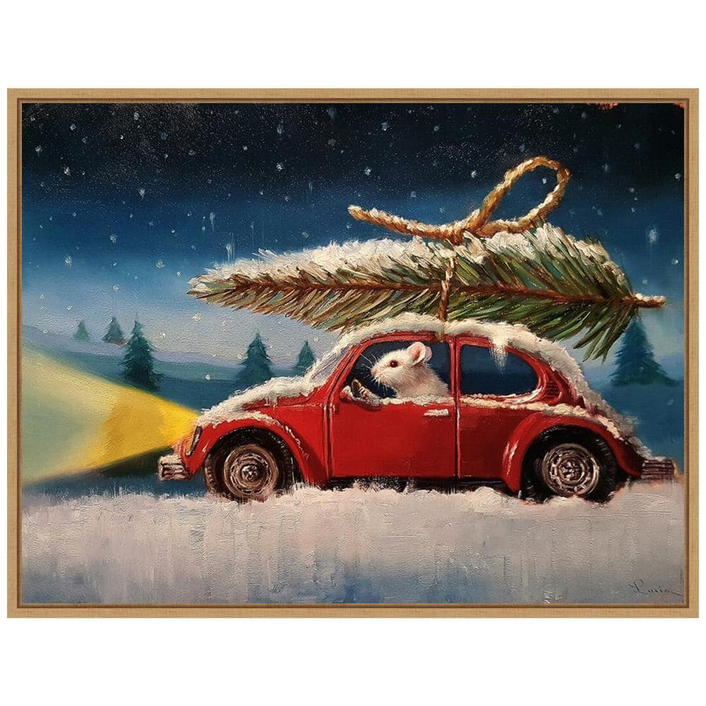 Amanti Art 23 .5 in. W x 18 in. H Mouse with Christmas Tree Christmas  Holiday Framed Canvas Box Wall Art 38865449126 The Home Depot