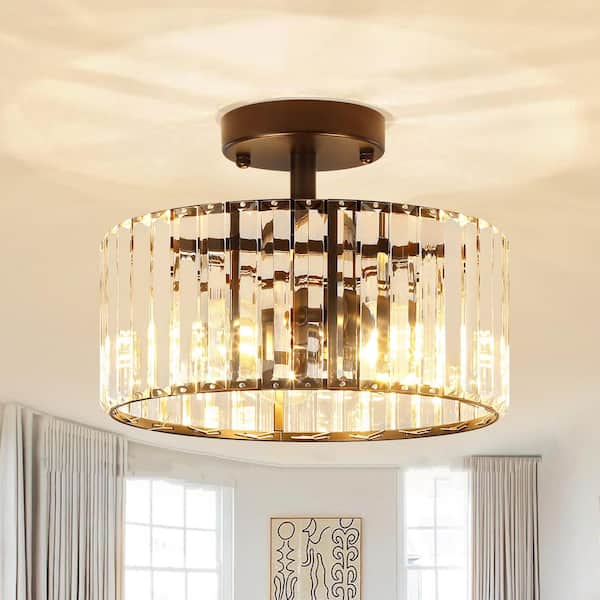 Maxax Jackson 4-Light 15 in. Bronze Flush Mount With Crystal