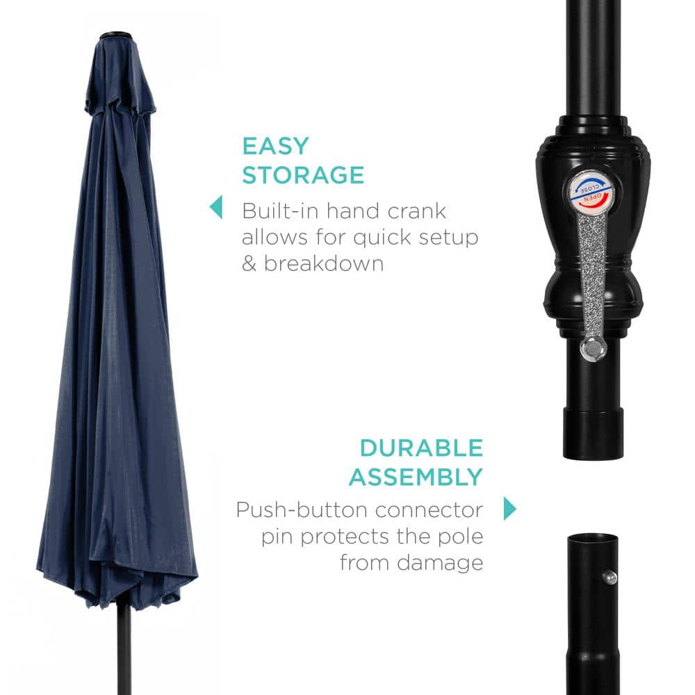 Navy Blue 10ft Steel Market Patio Umbrella with Crank and Tilt