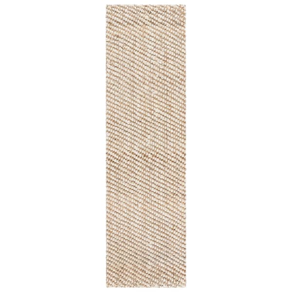 Natural Fiber 2 ft. x 8 ft. Natural/Bleach Solid Color Runner Rug