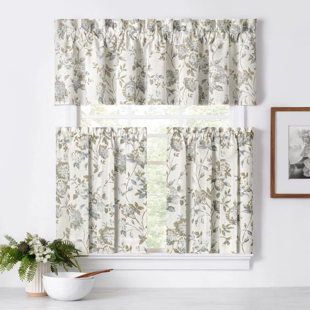 Abigail Off-White Floral Cotton Blend Tailored Valance