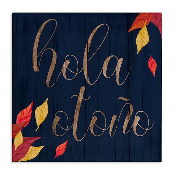 Stupell Industries Hello Fall with Leaves by Lil' Rue Gallery Wrapped Unframed Abstract Graphic Art Print 36 in. x 36 in.