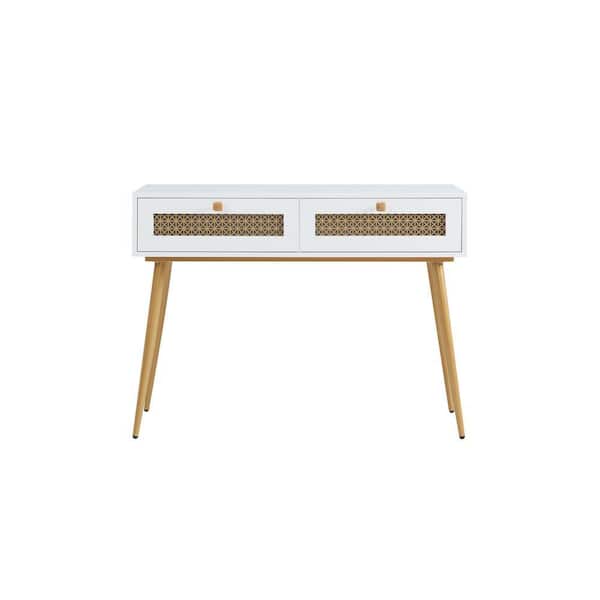 41.9 in. White Rectangle Wood Console Table