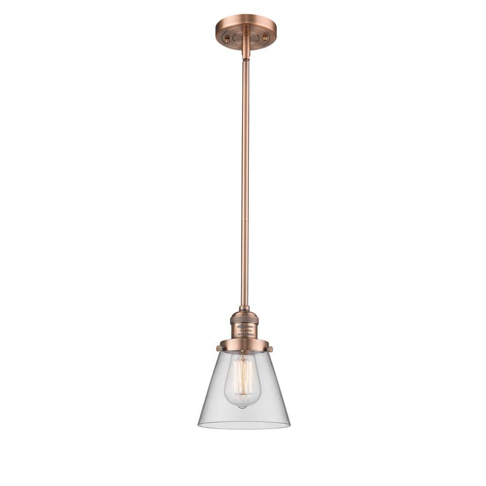 Cone 60-Watt 1 Light Antique Copper Shaded Mini Pendant Light with Clear Glass Shade price history on PriceWatchPro