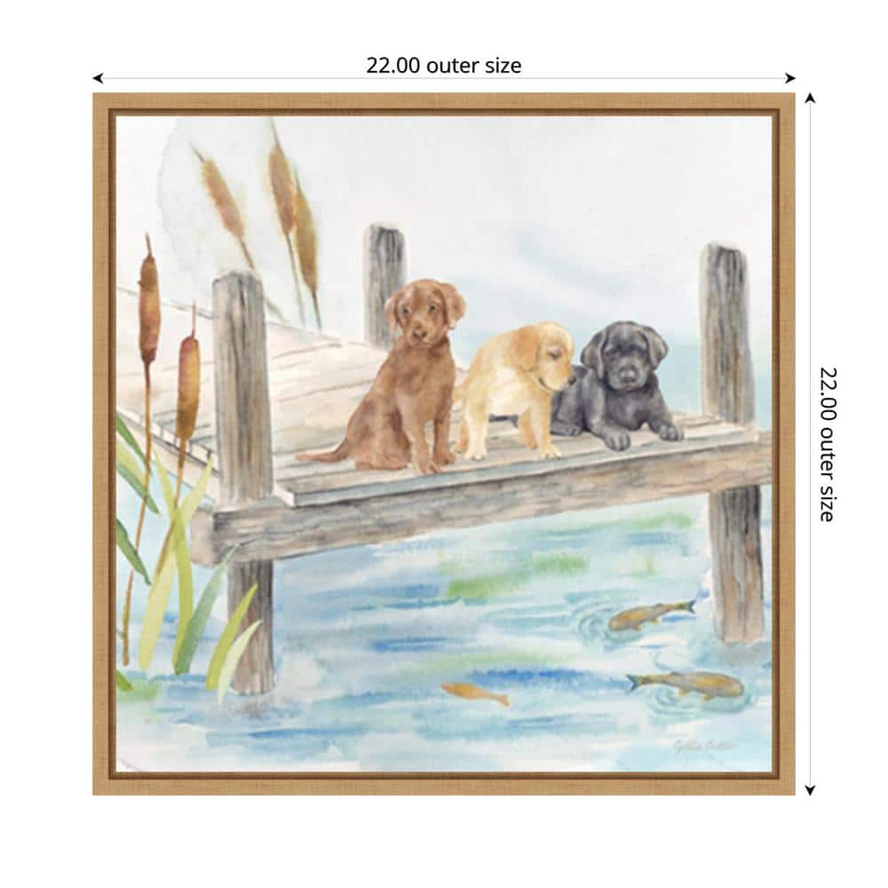 Woodland Dogs IV Framed Canvas Wall Art in Sylvie Maple