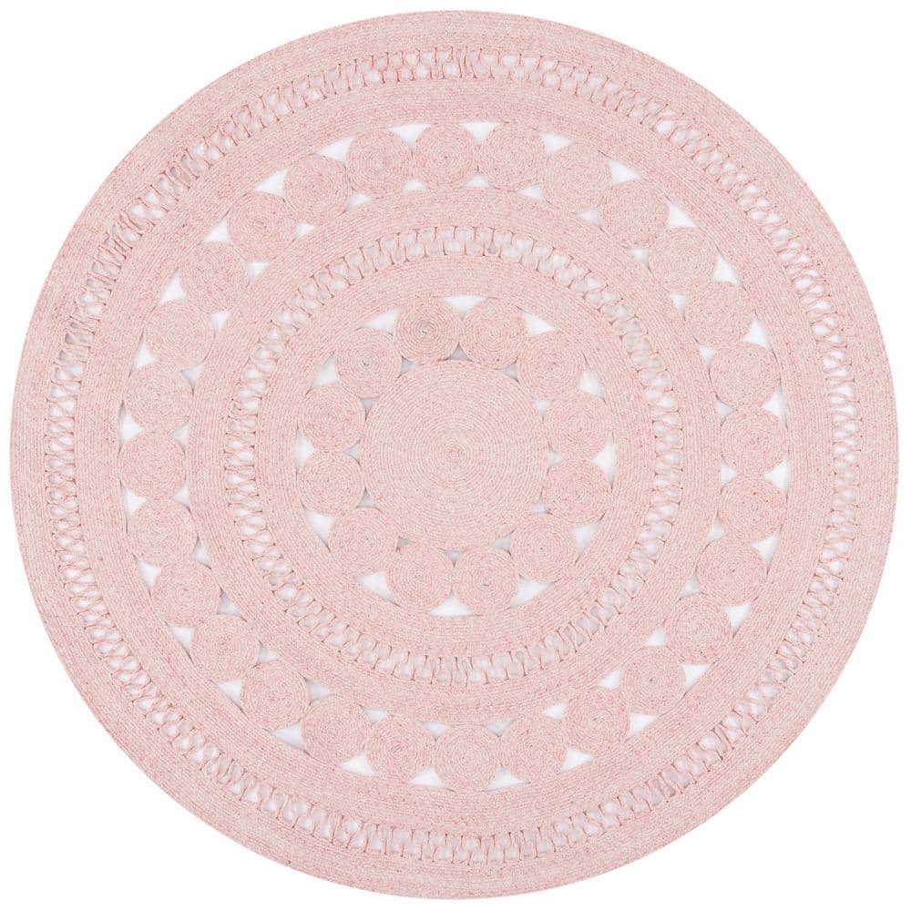 SAFAVIEH Cape Cod Pink 5 ft. x 5 ft. Braided Circle Round Area Rug ...