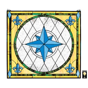 Compass Rose Stained Glass Window Panel