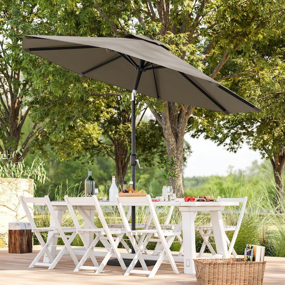 9 ft. Steel Market Tilt Patio Umbrella Table Umbrella for Patio and Outdoor With Tilt Button in Taupe price history on PriceWatchPro