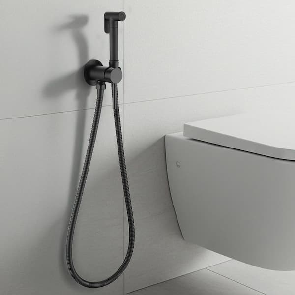 Tomfaucet Single-Handle Bidet Faucet with Handle Wall Mount Bidet Sprayer for Toilet with Rough-In Valve in Matte Black