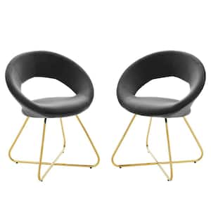 Nouvelle Charcoal Performance Velvet Dining Chair (Set of 2)