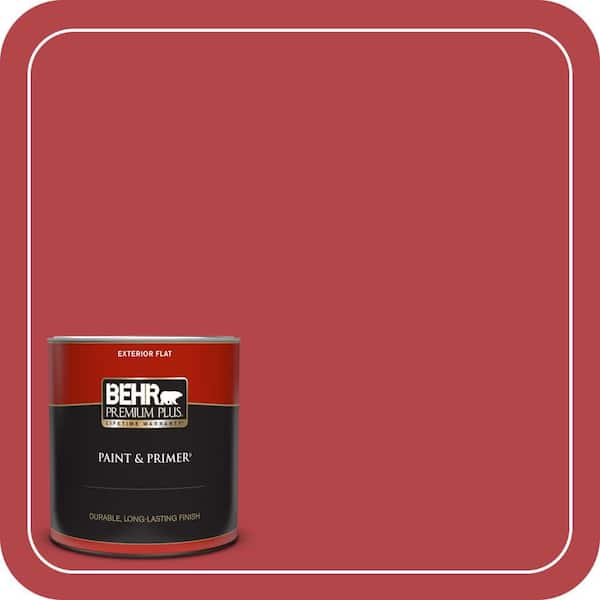 BEHR PREMIUM PLUS 1 qt. #HDC-SM14-10 Intrigue Red Flat Exterior Paint & Primer