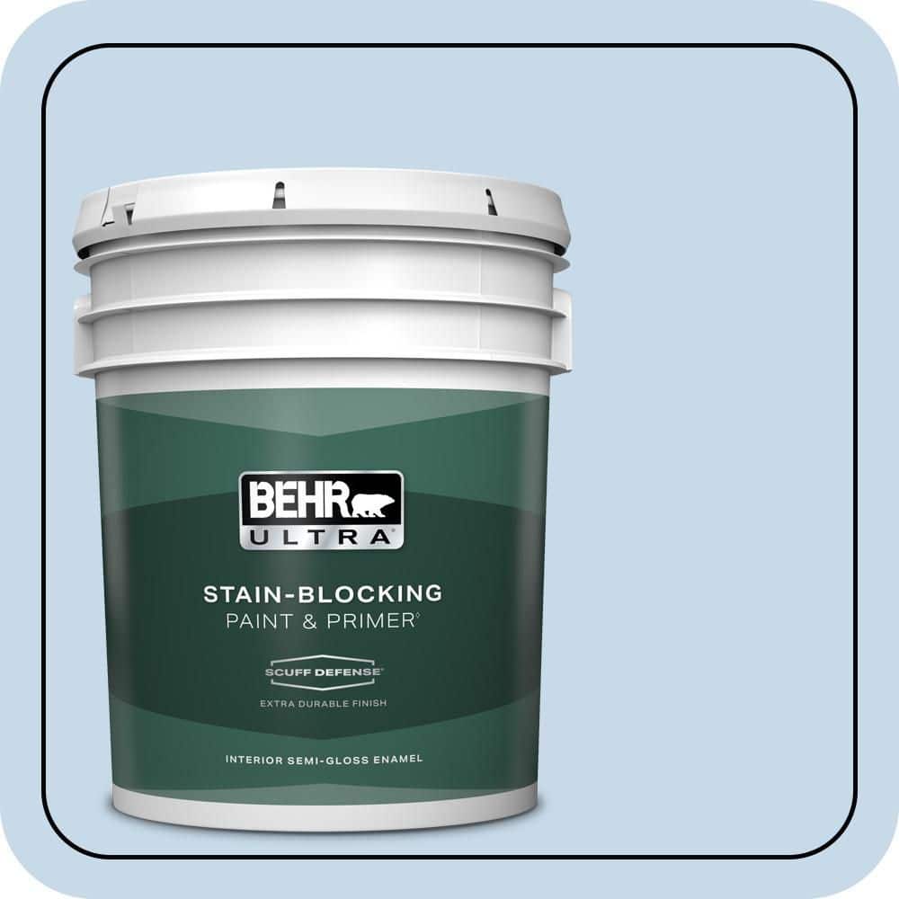 BEHR ULTRA 5 gal. #MQ3-24 Celestial Light Extra Durable Semi-Gloss Enamel  Interior Paint \u0026 Primer 375005 - The Home Depot, image size:1000x1000