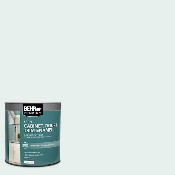 BEHR PREMIUM 1 qt. #730E-1 Polar White Satin Enamel Interior/Exterior Cabinet, Door & Trim Paint