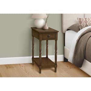 21.75 in. Espresso Veneer Rectangle Top MDF End Table with 2-Tier and Storage Drawer