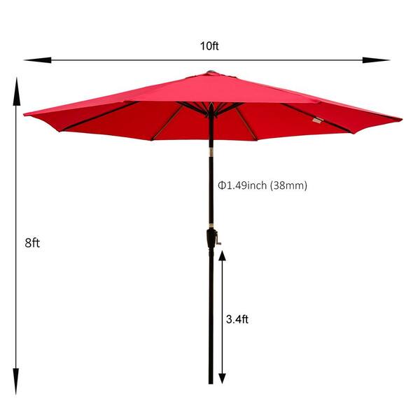 Siavonce Outdoor Patio Umbrella 10' (3 m) without Flap, 8-Pieace 