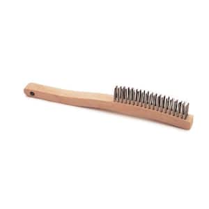 14 in. Long Wooden Handled Stainless Steel Welding Wire Brush (.7 in. x 6.4 in. Bristle Area 3 x 19 Row)