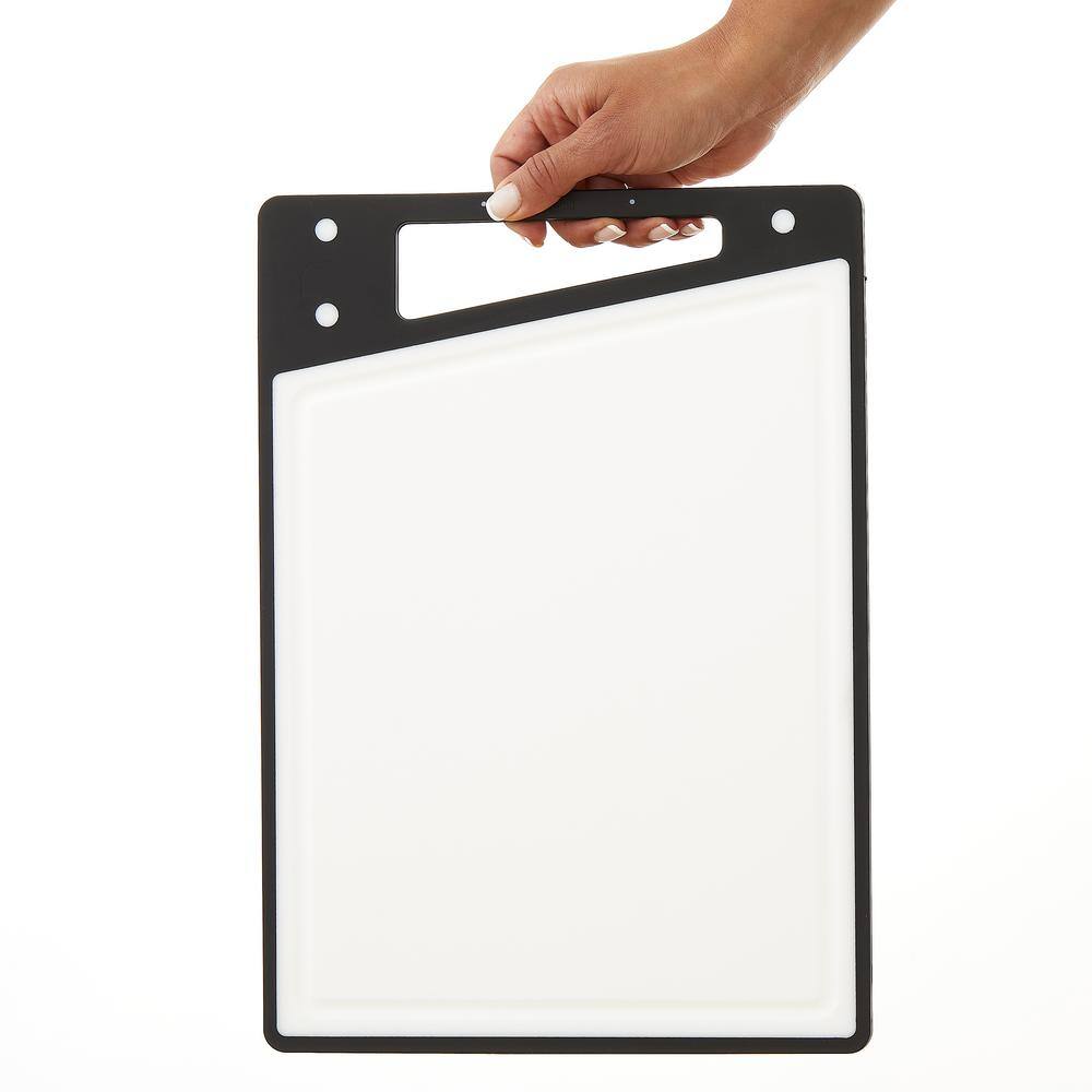 JoyJolt Black and White Plastic Cutting Board Set