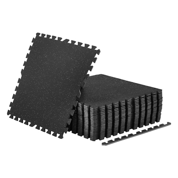 Puzzle Exercise Mat, 24 PCS Equipment Mats, 24 x 24 x 0.4 in., High-Density EVA Foam Mats Interlocking Black 96sq.ft