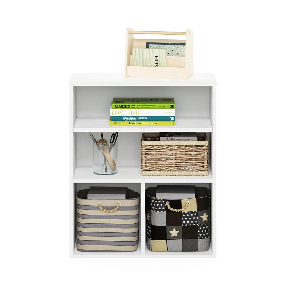 White Adjustable 4-Shelf Contemporary Wood Bookcase