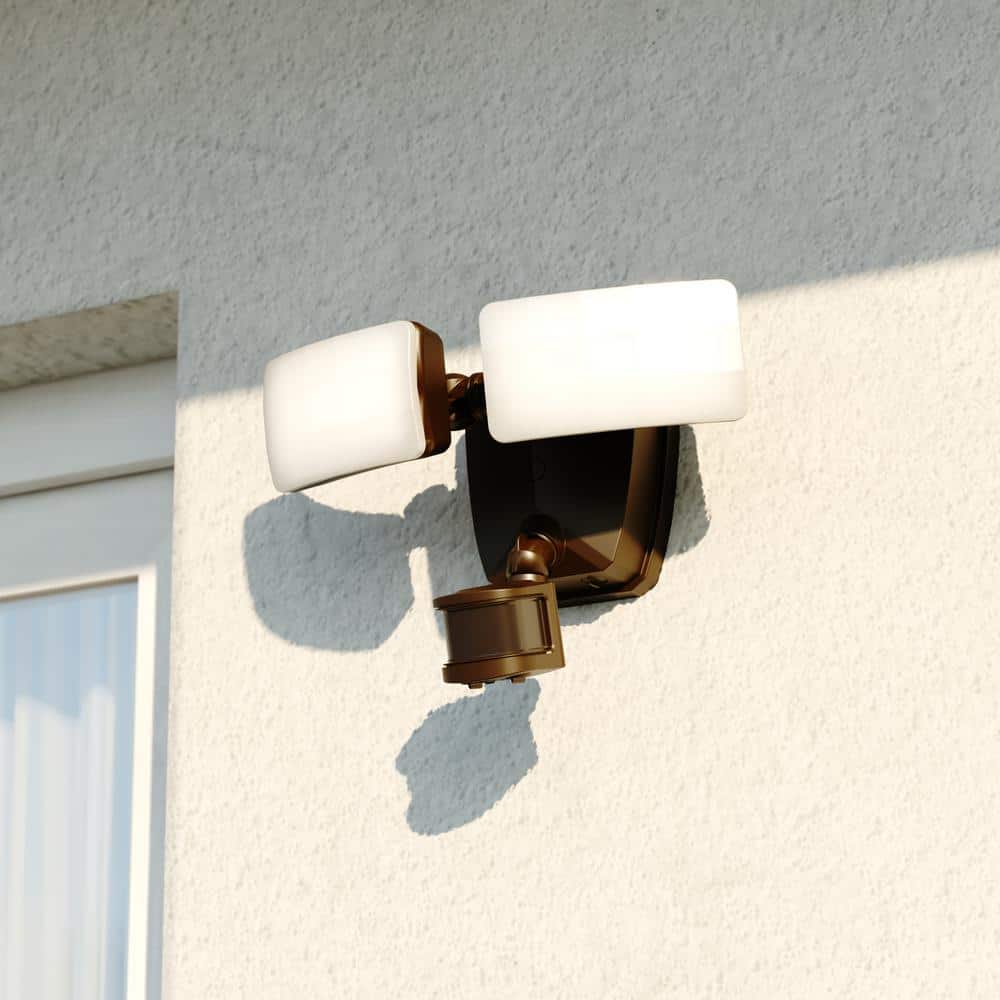 Zeta 2-Light Integrated LED Outdoor Motion Sensor Adjustable Security Flood Light Bronze price history on PriceWatchPro