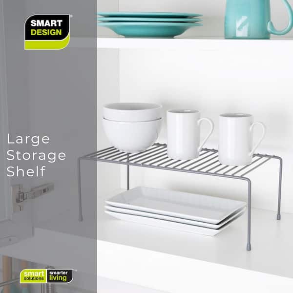 Smart Design Cabinet Storage Shelf Rack - Large - 8.5 x 16 inch - Charcoal Gray