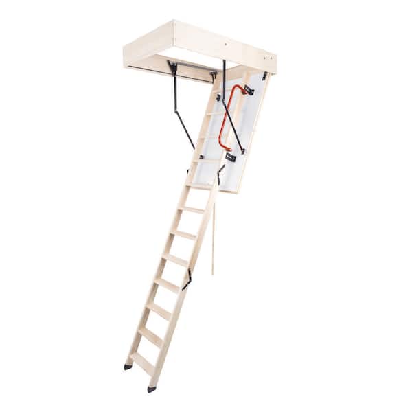 GLOB 7 ft.-9.18 ft. 22.25 in. x 44 in. Insulated Wood Attic Ladder, 352 lbs. Load Capacity