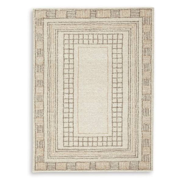 Idaman 5 ft. x 7 ft. Beige/Brown Border Area Rug