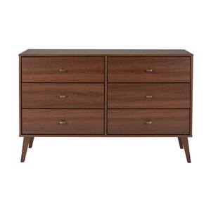 Milo Mid Century Modern 6-Drawer Dresser 33 in. H x 52.25 in. W x 16 in. D