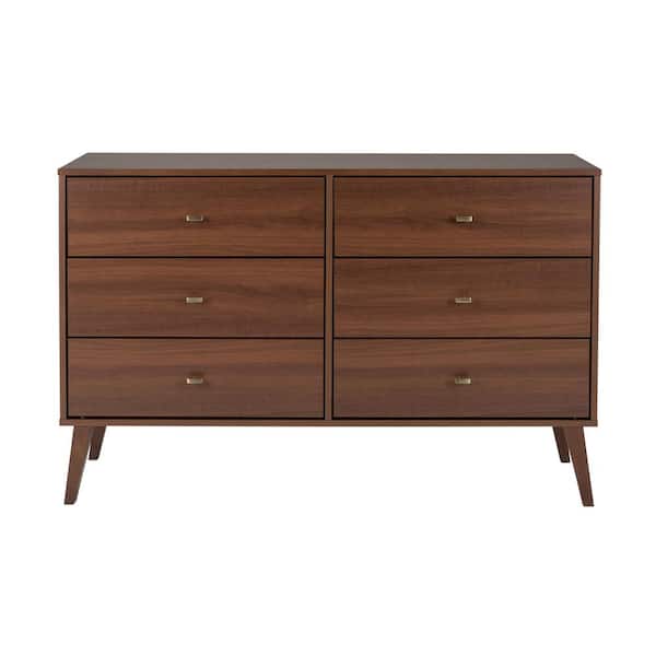Prepac Milo Mid Century Modern 6-Drawer Dresser 33 in. H x 52.25 in. W x 16 in. D