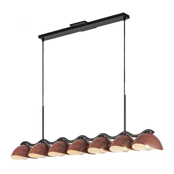 Atlas 42-in 7 Light 40-Watt Black/Burgundy Pendant Light