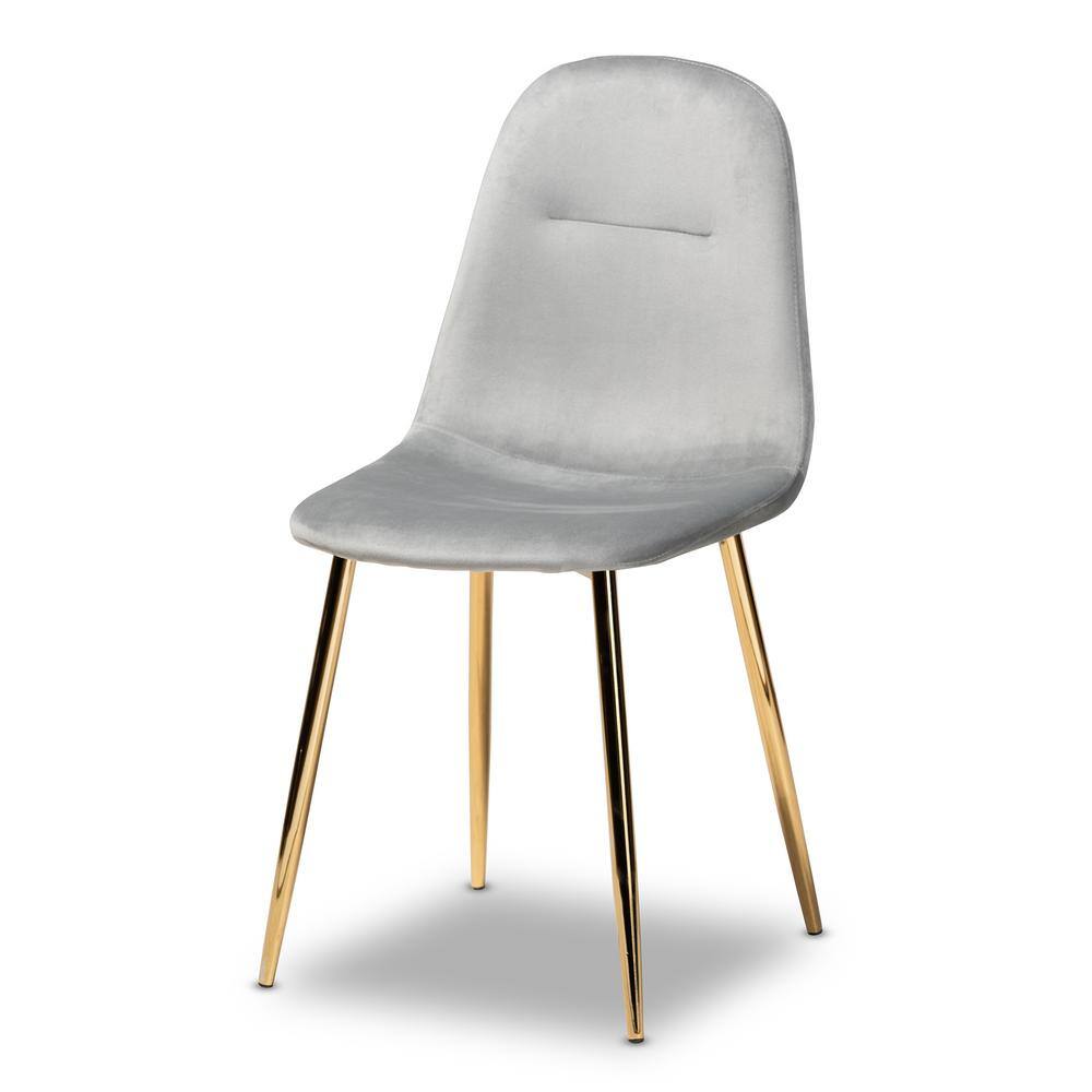 Elyse Grey Velvet and Gold Metal Dining Chairs Set of 4