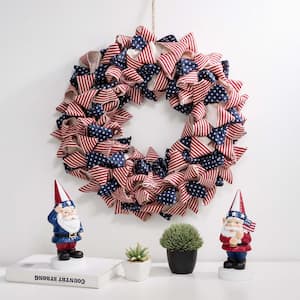 18.9 in. D Fabric Patriotic Stripes and Stars Wreath