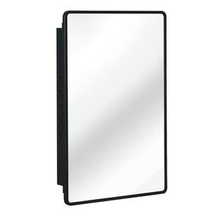 24 in. W x 36 in. H Matte Black Rectangular Metal Framed Recessed or Surface Mount Medicine Cabinet with Mirror