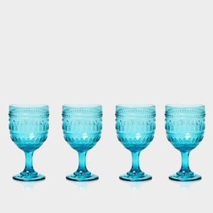 Fez 4-Piece 12 oz. Turquoise Wine Glass Set