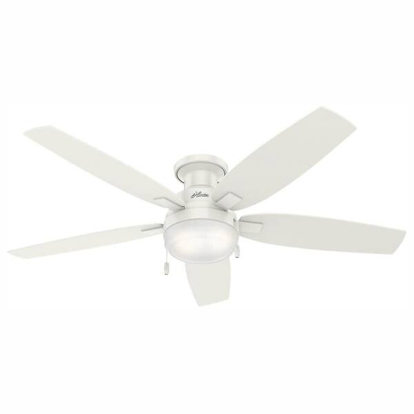 Hunter Duncan 52 in. LED Indoor Fresh White Flush Mount Ceiling Fan with Light Bundled with Handheld Remote Control