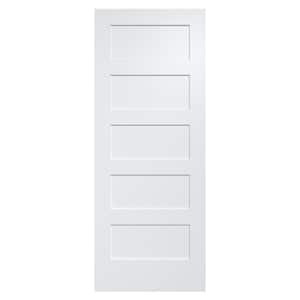 Homestead 20 in. x 80 in. 5-Panel Solid Core White Primed Pine Wood and Manufactured Wood Interior Door Slab