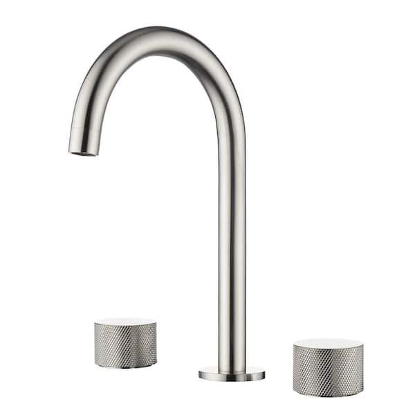 8 in. Widespread 2-Handle Bathroom Sink Faucet with Supply Lines and Adjustable Flow Rate in Brushed Nickel (1-Pack)