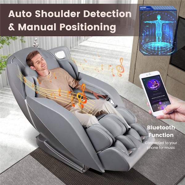 Gray Free Indoor Delivery Comfort Full Body Massage Chair with Voice Control Heat Foot Roller